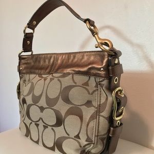COACH Carly Signature shoulder hobo bag